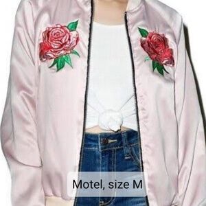 Motel Rocks Women's Pink Floral Bomber Jacket